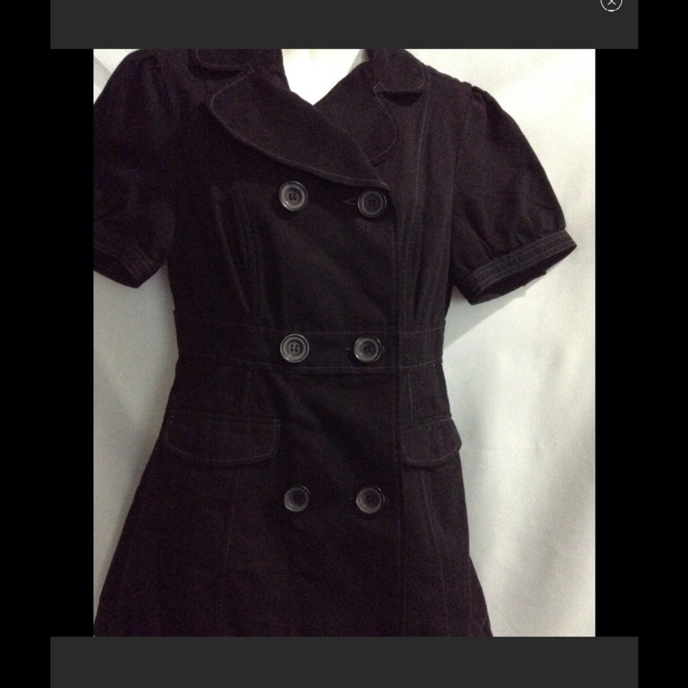 Tulle Black Double-Breasted Coat